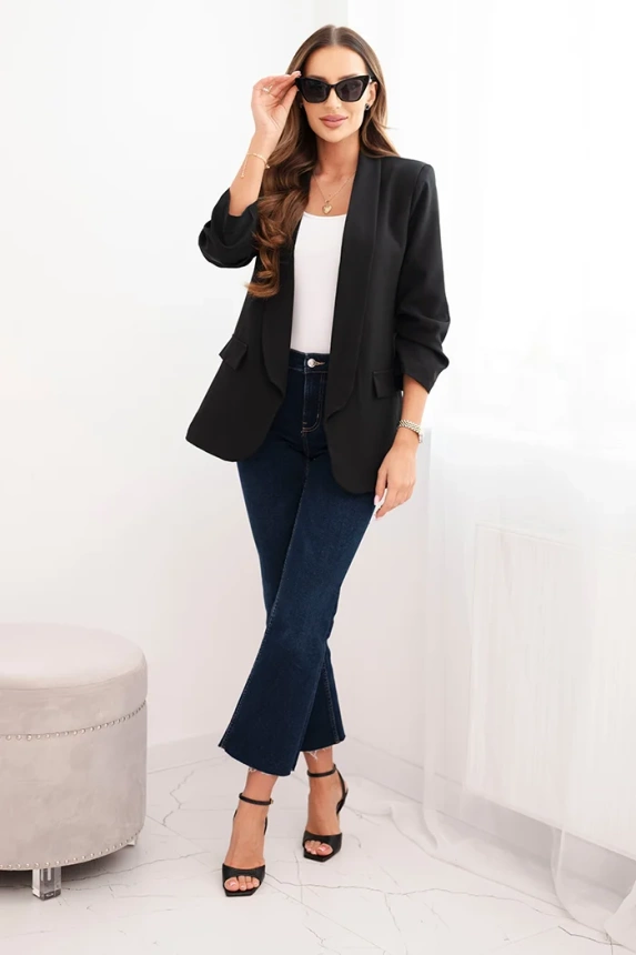 Women's unbuttoned blazer with lining S/M black