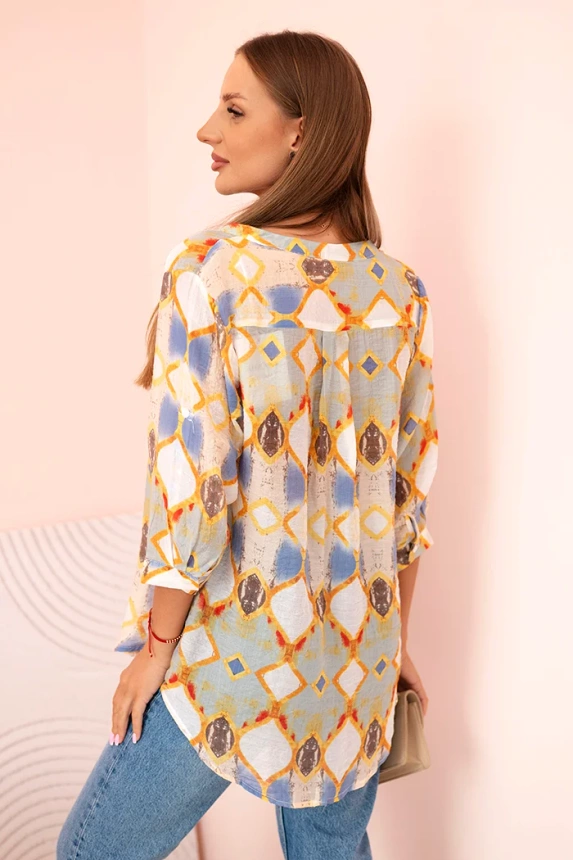 Women's viscose shirt with 3/4 sleeves and pocket mint