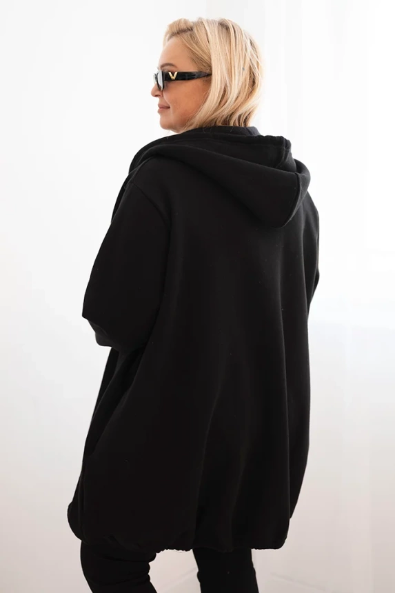 Women's Plus Size hooded and zippered warm sweatshirt black