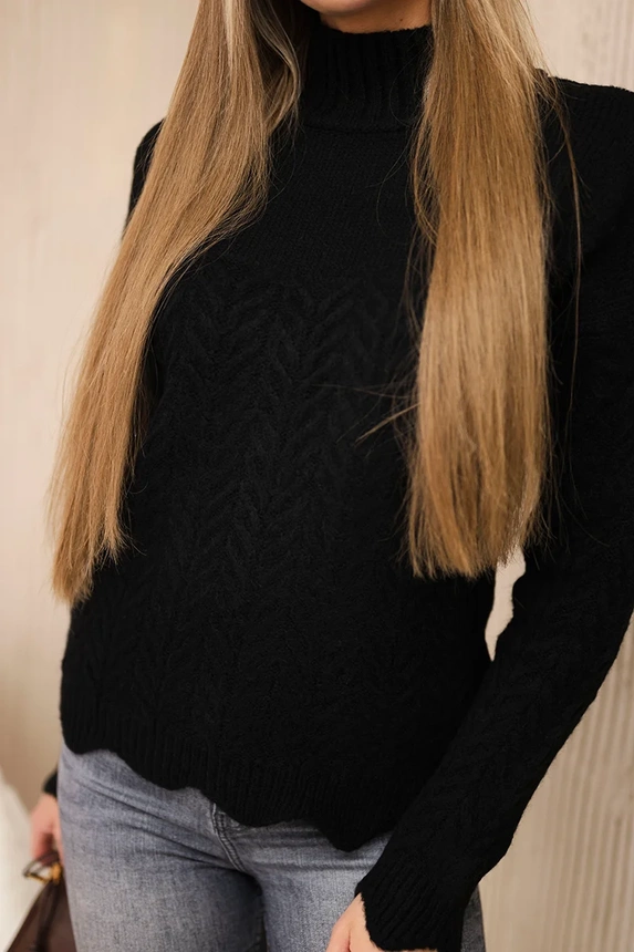 Pullover mit dekorativen Rüschen schwarz