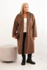 Plus Size women's viscose coat without fastening with pockets brown