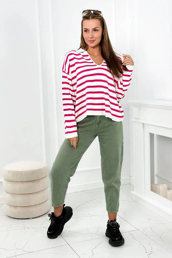 Gestreifter Pullover Fuchsia