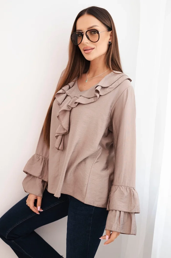 Women's viscose blouse with ruffles and long sleeves fango