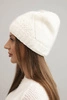 Women's winter hat made of wool with a geometric pattern K479 ecru