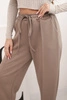 Elegant women's high-waisted pants with a tie at the waist fango