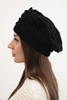 Women's winter wool hat with a loose fit and decorative weave K378 black