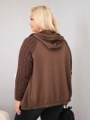 Damen Baumwollpullover Plus Size mit Strickärmeln und Kapuze braun
