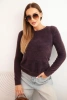 Women's sweater alpaca with a round neckline brown