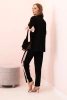 Women's set with viscose – blazer with lapels and pants with black piping black