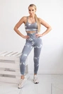 Fitness set top + push up leggings grey + white
