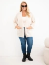 Dámsky sveter Plus Size s vreckami bez zapínania béžový