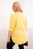 Bluzka damska bawełniana Plus Size z dekoltem V i podwijanym rękawem żółta