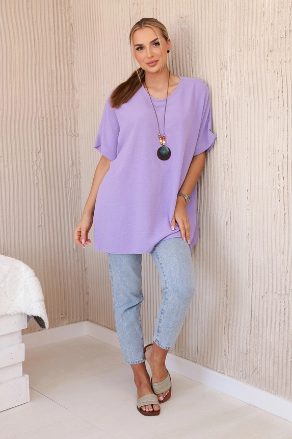 Oversize-Bluse mit Anhänger hellviolett