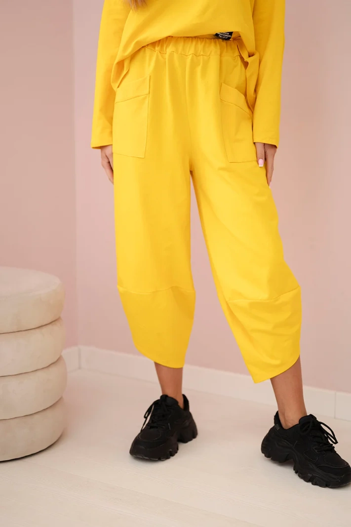 Cotton sweatshirt pants set dark yellow