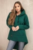 Padded sweatshirt with long back and hood dark green
