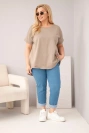 Moteriška Plus Size medvilninė palaidinė su trumpomis rankovėmis fango
