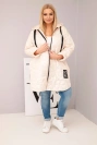 Moteriška Plus Size pamušaluota striukė su gobtuvu ir užrašu HOPE šviesiai smėlinė