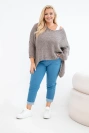 Women's oversized openwork sweater with V-neck and longer back fango