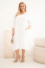 Women's Plus Size Viscose Dress with Pockets Short Sleeve white