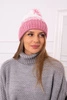 Cap with a pompom Abigail K326 powdered pink+ecru