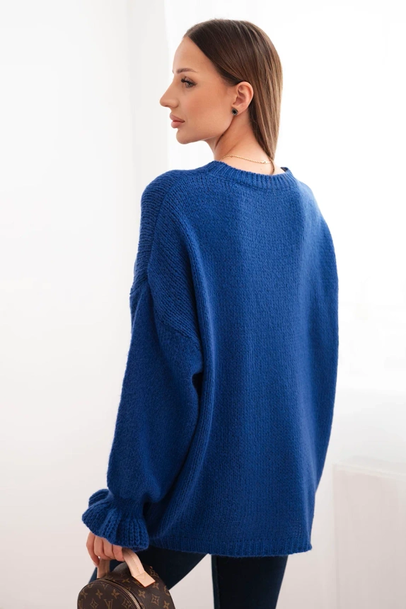 Women's sweater with a blend of mohair and wool in a loose fit bluebell