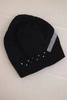 Women's wool winter hat with decorative crystals K399 black