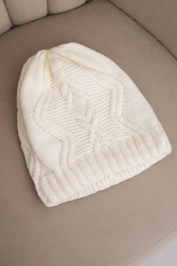 Mütze mit Fleece Sylwia K244 ecru