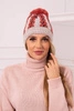 Cap with a pompom Rozalia K323 red+beige