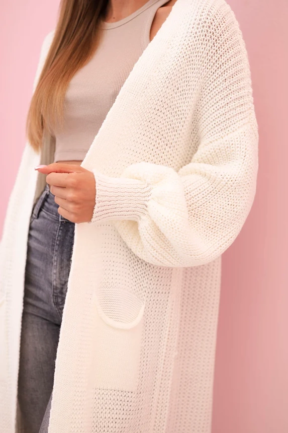 Pullover lange Strickjacke ecru