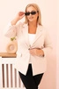 Damenjacke aus Viskose Plus Size mit langen Ärmeln und Kragen beige