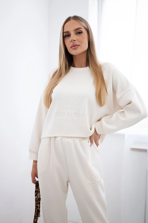 Viscose set Amour sweatshirt + pants light beige