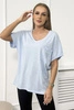 Cotton blouse with a pocket blue