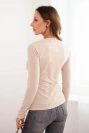Women's blouse with decorative buckle, gathered, made of viscose, beige