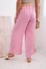 Gestreifte Damenhose aus Viskose mit weitem Bein rosa
