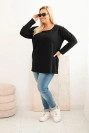 Damenbluse Plus Size mit U-Boot-Ausschnitt schwarz