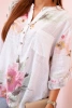Women's cotton blouse with a floral pattern and buttons - white