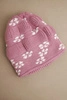 Women's winter knitted hat with snowflake pattern K463 dark pink