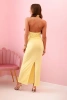 Damen-Maxikleid mit offenem Rücken und Raffung - gelb