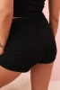 Women's cotton shorts with elastic and tie at the waist black