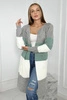 Sweater Cardigan in the straps gray+dark mint