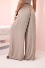 Weite Damenhose aus Viskose mit elastischem Bund camel