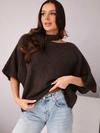 Oversize Damenpullover mit asymmetrischem Ausschnitt und Stehkragen braun