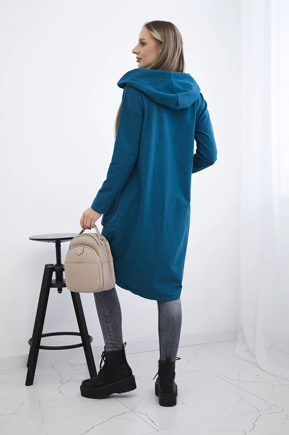 Sweatshirt mit langem Rücken und Kapuze marine