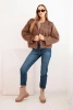 Faux fur women's jacket without fastening brown