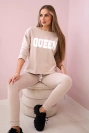 Sada s potlačou Queen béžový