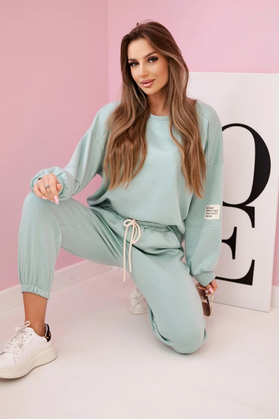 Set sweatshirt + pants buttery fabric dark mint