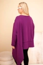 Moteriška Plus Size tunika iš medvilnės su asimetriniu apačiu tamsiai violetinė