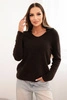 Women's sweater made of baby alpaca with a collar and V-neck brown