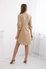 Dress with button closure and tie at the waist camel