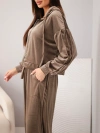 Damen-Set aus Viskose-Velours mit Reißverschluss-Sweatshirt und Jogger-Hose fango